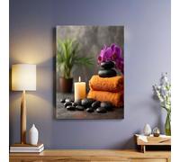 ThèMes de Santé Tableau sur Toile Fleurs d'orchidées Mur Art Photos 50 x 40 cm Moderne Decor Murale Prête à Accrocher pour Chambre Bain Salon Chambre Restaurant Bar Café