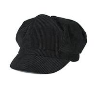 Thenice Béret chaud en velours côtelé pour femme et fille - Noir - Taille Unique