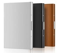 Thenshop Lot de 3 porte-cartes de crédit en acier inoxydable avec blocage RFID pour cartes de crédit, cartes d'identité, cartes de visite avec 6 emplacements pour homme et femme, coffret cadeau,