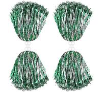 Thenshop Lot de 4 pompons de pom-pom girl Squad - Pompons amusants et spirituels - Fleurs en feuille métallique pour adultes, réunions sportives, réunions, esprit d'équipe, fête d'encouragement (vert