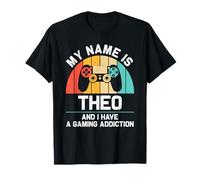 Theo Cadeau d'anniversaire amusant personnalisé avec nom de jeu Geek T-Shirt