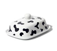 Theo&Cleo Beurrier - Cloche à beurre en céramique de qualité supérieure - Bol à beurre pour tous les types de beurre (250 g) - Beurrier en porcelaine (vaches)