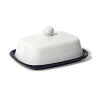 Theo&Cleo Beurrier en céramique avec couvercle en porcelaine, 250 g, Noir/Blanc, Passe au lave-vaisselle