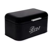 Theo&Cleo Boîte à pain avec couvercle, grande boîte en métal, boîte pour conserver le pain et les biscuits, conservation prolongée et sèche, design rétro (noir-31 cm)