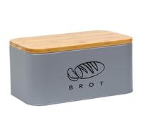 Theo&Cleo Boîtes à pain avec couvercle, couvercle en bambou écologique, peut être utilisée comme planche à découper, boîte à pain rétro spacieuse, en métal, longue conservation et garder au frais, 30