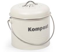 Theo&Cleo Poubelle bio de cuisine 3,5 l, poubelle bio anti-odeurs avec filtres à charbon actif, seau à compost en métal, déchets biologiques rétro (beige)