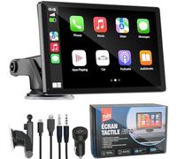 Théo - Écran Tactile Voiture 7" - CarPlay & Android Auto | Bluetooth, Wi-FI, Siri, Mirror Link | Contient 1 Support, 1 Câble USB C, 1 Câble Aux, 1 Prise Allume Cigare