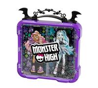 Theo Klein 2559 Monster High vitrine Valise, Valise avec Compartiments pour jusqu'à 4 poupées, Porte vitrée à Deux battants et Poster Monster High, Jouet pour Enfants à partir de 3 Ans