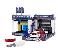 Theo Klein 3313 Station-Service avec Voiture Ford Mustang 2019 - Garage et Voiture montable et démontable à l'aide du Tournevis - avec Pont élévateur, Station de Lavage, etc. - pour Enfants dès 3 Ans