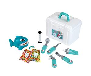 Theo Klein 4326 Mallette dentiste avec accessoires,Avec un petit requin pour contrôle dentaire,miroir et fraise dentaire,brosse etc,Dimensions 21cm x 14,5cm x 13cm,Jouet pour enfants à partir de 3 ans