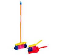 Theo Klein 6025 Garniture balais I Set de ménage, trois pièces, muliticolore I Avec balai, balayette et pelle I Jouet pour enfants à partir de trois ans
