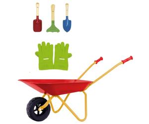 Theo Klein 7669 Brouette pour Enfants avec Accessoires | en métal, Peut Supporter jusqu'à 10 kg | avec de Solides Outils de Jardinage |Jouet pour Enfants à partir de 3 Ans