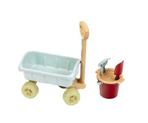 Theo Klein 7687 Chariot avec Seau Garni, Solide Chariot, avec Jouets pour Bac à Sable, Plastique Recy nti-UV, Jouet pour Enfants à Partir de 18 Mois