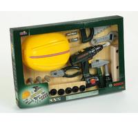 Theo Klein 8418 Bosch Set Bricoleur 37 Pièces I Visseuse pour Enfants Avec Fonction Sonore et Lumineuse I Outils et Accessoires pour Établi Comme Marteau Scie Casque de Chantier et Beaucoup Plus Encore ... I Jouet pour Enfants Partir de Trois ans