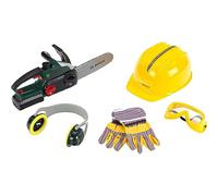 Theo Klein 8532 Set bûcheron Bosch - avec tronçonneuse électronique : bruitage, Fonction Lumineuse et chaîne tournante - avec Casque, Casque Anti-Bruit, Lunettes et Gants - pour Les Enfants dès 3 Ans