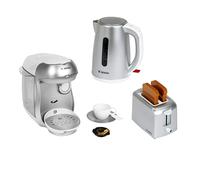 Theo Klein 9216 Bosch Set Petit déjeuner, Set d'accessoires de Cuisine composé d'un Grille-Pain, d'une cafetière Automatique et d'une Bouilloire électrique, Jouet pour Enfants à partir de 3 Ans