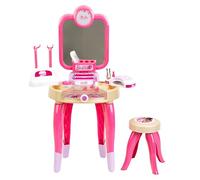 Theo Klein Barbie Happy Vibes Studio de beauté avec Miroir Rotatif et lumière, Coiffeuse avec Accessoires, Jouet pour Enfants à partir de 3 Ans