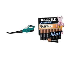 Theo Klein Bosch Souffleur Feuilles, 3+ Ans, & Duracell Optimum AA 8 pcs, Power Boost