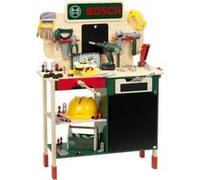 Grand établi Bosch - KLEIN - 8734 - Bois FSC - Avec visseuse électronique, caisse à outils, set de construction, etc. - Dès 3 ans