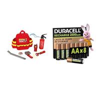 Theo Klein Fire Fighter Henry Sac à Dos, Lampe LED, 3+ Ans, & Duracell AA Rechargeables 8 pcs, 2500mAh
