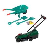 Theo Klein - Kit de Jardinage Bosch avec brouette 4 pièces et Tondeuse à Gazon Rotak de Bosch avec Son et lumière