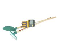 Theo Klein Set de jardin 2712 – 3 pièces (pelle, râteau) avec gants anti-UV, manche percé –Dès 3 ans