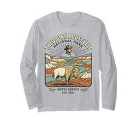 Theodore Roosevelt National Park Vintage Bison Dakota du Nord Manche Longue