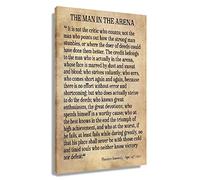 Theodore Roosevelt Poster encadré Man In The Arena Art mural moderne vintage sur toile avec citations motivantes pour chambre à coucher (40,6 x 61 cm)