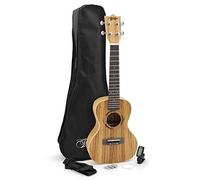 Theodore T-U-04-ZB Ukulélé de concert - Zebrawood Uke avec sac de transport, sangle, 3 médiators en feutre et cordes de rechange - Kit complet de démarrage
