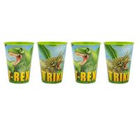 Theonoi 4 x gobelets pour Enfants 260 ML/au Choix : Cars Paw Patrol Avengers Blaze/gobelet en Plastique sans BPA, Cadeau pour garçons (Dino Rex)