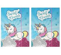 Theonoi Lot de 2 classeurs pour enfants - Avec bande élastique DIN A4 - Cadeau de rentrée scolaire (licorne A1)
