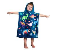 Theonoi Poncho de bain pour enfant - Serviette à capuche / peignoir - Serviette de bain - Avec capuche - Pour garçons et filles - 100 % coton (dinosaures)