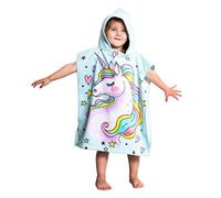 Theonoi Poncho de bain pour enfant - Serviette à capuche - Serviette de bain - Serviette de bain - Avec capuche - 100 % coton (licorne)