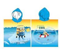 Theonoi Serviette de bain Poncho à capuche pour enfant en coton - au choix : Super Wings Paw Minnie Frozen Princesse Ladybug Poney Barbie Peppa - Cadeau fille, Minions, 3 ans