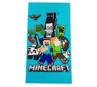 Theonoi Serviette de sauna pour enfant - Serviette de plage - Serviette de bain - 70 x 140 cm - Cadeau garçon en microfibre (bleu Minecraft)