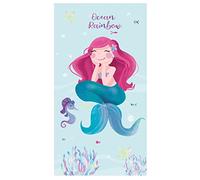 Theonoi - Serviette pour enfant, serviette de bain, serviette de plage, serviette de douche pour filles et garçons 100% coton 70x140 cm (Sirène)