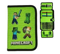 Theonoi Trousse à crayons avec 2 compartiments à double compartiment, Minecraft, ca. 14 x 20 x 3 cm (geschlossen), Trousse à crayons