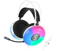 Theorem 3 White Gaming Headset PC with Built-in Bass Resonators,Stereo Sound 2.0,Changing LED,50 mm Speakers-Integrated Controller Headset,Includes Adapter
