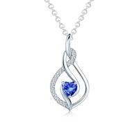 Theosynmir Collier avec pierre de naissance pour femme, pendentif en forme de cœur, bijou élégant au design incurvé, cadeau pour elle, cadeau d'anniversaire, usage quotidien, necklace for women, Métal