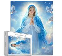 Theotokos Casse-tête de 1 000 pièces avec voile bleu pour adultes - Puzzle de christianisme - 68,6 x 50,8 cm - Jeux d'activités familiales stimulantes - Puzzle coloré pour décoration d'intérieur -