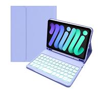 theoutlettablet Étui de protection avec clavier Bluetooth pour iPad Mini 6ème génération 2021 8,3" avec étui de protection, porte-stylo, rétroéclairage 7 couleurs et porte-stylo amovible