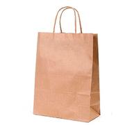 Thepaperbagstore 100 petits sacs en papier Marron gaufré avec poignées torsadées - 18x8x22 cm - Papier kraft pour cadeaux, bricolage, fêtes, shopping, commerce, épicerie, mariage, anniversaire