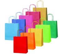 Thepaperbagstore 50 Arc-en-ciel Sacs-cadeaux en papier avec poignées - 18 x 22 x 8 cm - Sacs-cadeaux colorés pour fêtes d'enfants et d'adultes, anniversaires, mariages, baby showers, enterrements