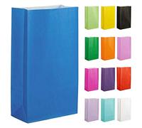 Thepaperbagstore 50 Bleu sacs cadeaux en papier - 14x24.5x7cm - pour fêtes d'enfants et d'adultes, anniversaires, mariages, baby showers, enterrements de vie de jeune fille et bonbons.
