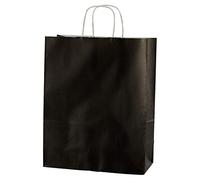 Thepaperbagstore 50 Sacs Cabas en Papier De Qualité Supérieure À Poignées Torsadées - Noir - Moyenne 250x110x310mm