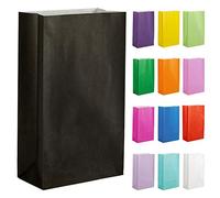 Thepaperbagstore 50 Noir sacs cadeaux en papier - 14x24.5x7cm - pour fêtes d'enfants et d'adultes, anniversaires, mariages, baby showers, enterrements de vie de jeune fille et bonbons.