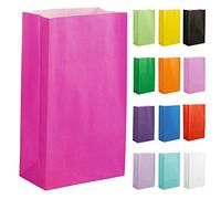 Thepaperbagstore 50 Rose vif sacs cadeaux en papier - 14x24.5x7 cm - pour fêtes d'enfants et d'adultes, anniversaires, mariages, baby showers, enterrements de vie de jeune fille et bonbons.