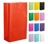Thepaperbagstore 50 Rouge sacs cadeaux en papier - 14x24.5x7cm - pour fêtes d'enfants et d'adultes, anniversaires, mariages, baby showers, enterrements de vie de jeune fille et bonbons.
