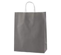 Thepaperbagstore 50 Sacs Cabas en Papier De Qualité Supérieure À Poignées Torsadées - Gris - Moyenne 250x110x310mm