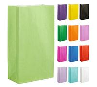 Thepaperbagstore 50 Vert clair sacs cadeaux en papier (14 x 24.5 x 7 cm) pour fêtes d'enfants et d'adultes, anniversaires, mariages, baby showers, enterrements de vie de jeune fille et bonbons.